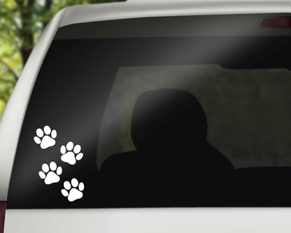 Akshar Arts Bhuwana Paw Print Vinyl Sticker Decal – Waterproof & Weatherproof White Pet Paw Car Window Sticker, Cute Dog Cat Paw Print Decals for Cars, Laptops, Tumblers & Home Décor – 4" x 6"