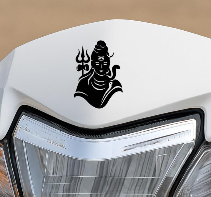 Akshar Arts Bhuwana Lord Shiva Sticker for Bike, Waterproof Stickers, Easy to Apply Long Lasting Vinyl Decal Bike Accessory Vachicle (Pack of 2) (Black)