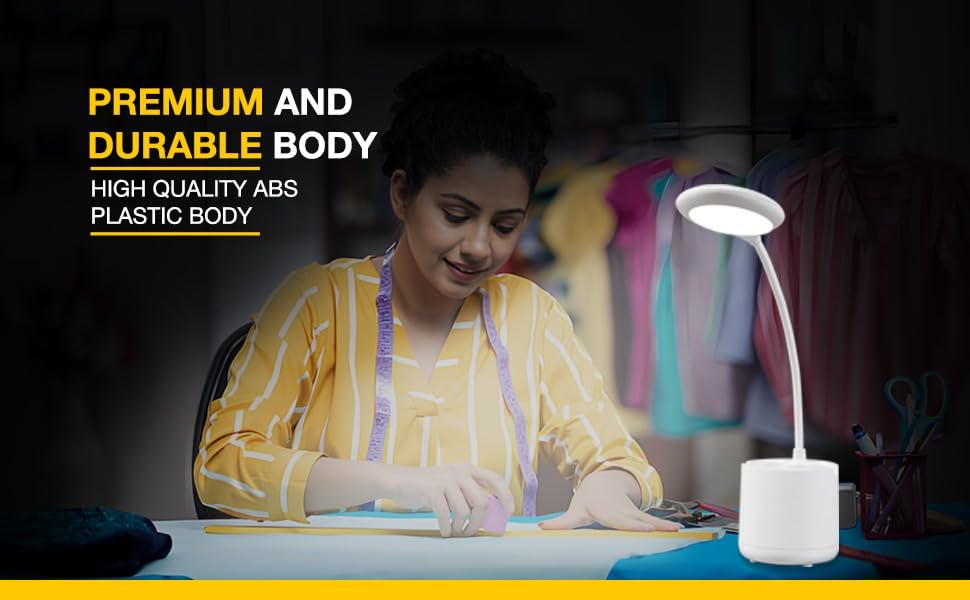Havells Polycarbonate Moderna 5w LED Table Lamp |Rechargeable Desklight, 3 Dimming Modes with Brightness Control, White