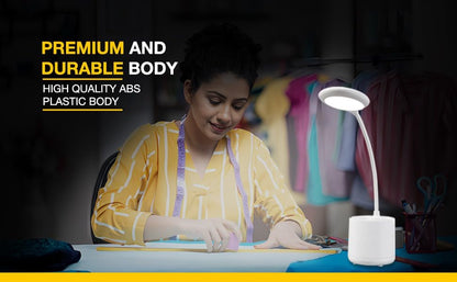 Havells Polycarbonate Moderna 5w LED Table Lamp |Rechargeable Desklight, 3 Dimming Modes with Brightness Control, White