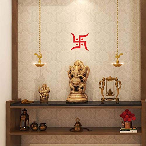 Akshar Arts Bhuwana Diwali Navratri Occasion, Swastik Vinyl Wall Sticker, 8 X 8 Inches Pack of 1-Self-Adhesive
