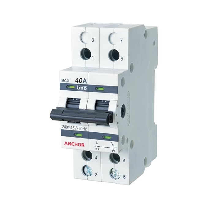 Anchor by Panasonic UNO Series 40 Amp Dual Pole MCB | 2 Pole C Curve MCB | 40A Change Over Switch Circuit Breaker