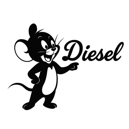 Akshar Arts Bhuwana Car Sticker Vinyl Stickers Diesel Sticker for Car Exterior Waterproof Scratch Proof, Weather Resistant Decals Black White Cute Cartoon Jerry (Cartoon Mouse Petrol - Car..)