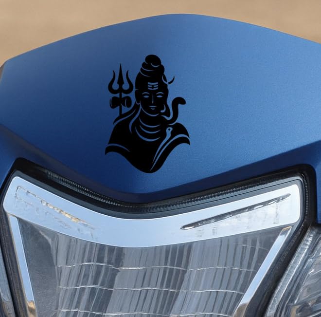 Akshar Arts Bhuwana Lord Shiva Sticker for Bike, Waterproof Stickers, Easy to Apply Long Lasting Vinyl Decal Bike Accessory Vachicle (Pack of 2) (Black)