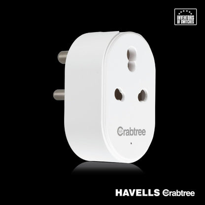Havells 16 A Wi-Fi Smart Plug (White) with Voice Control & Energy Monitoring — Suitable for Large Appliances like Geysers, Heaters, OFRs, and Air Conditioners (Works with Alexa and Google Assistant)