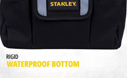 STANLEY STST512114 12'' Multipurpose Tools Storage Nylon Water Proof Open Mouth Bag, 1 Year Warranty, YELLOW & BLACK