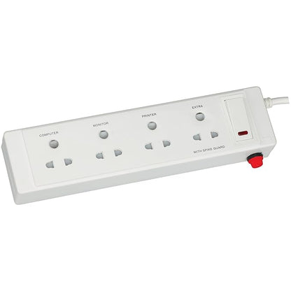 Anchor by Panasonic 20518 Plastic 4 Way Shutter Socket Surge Protector with Single Switch (White)