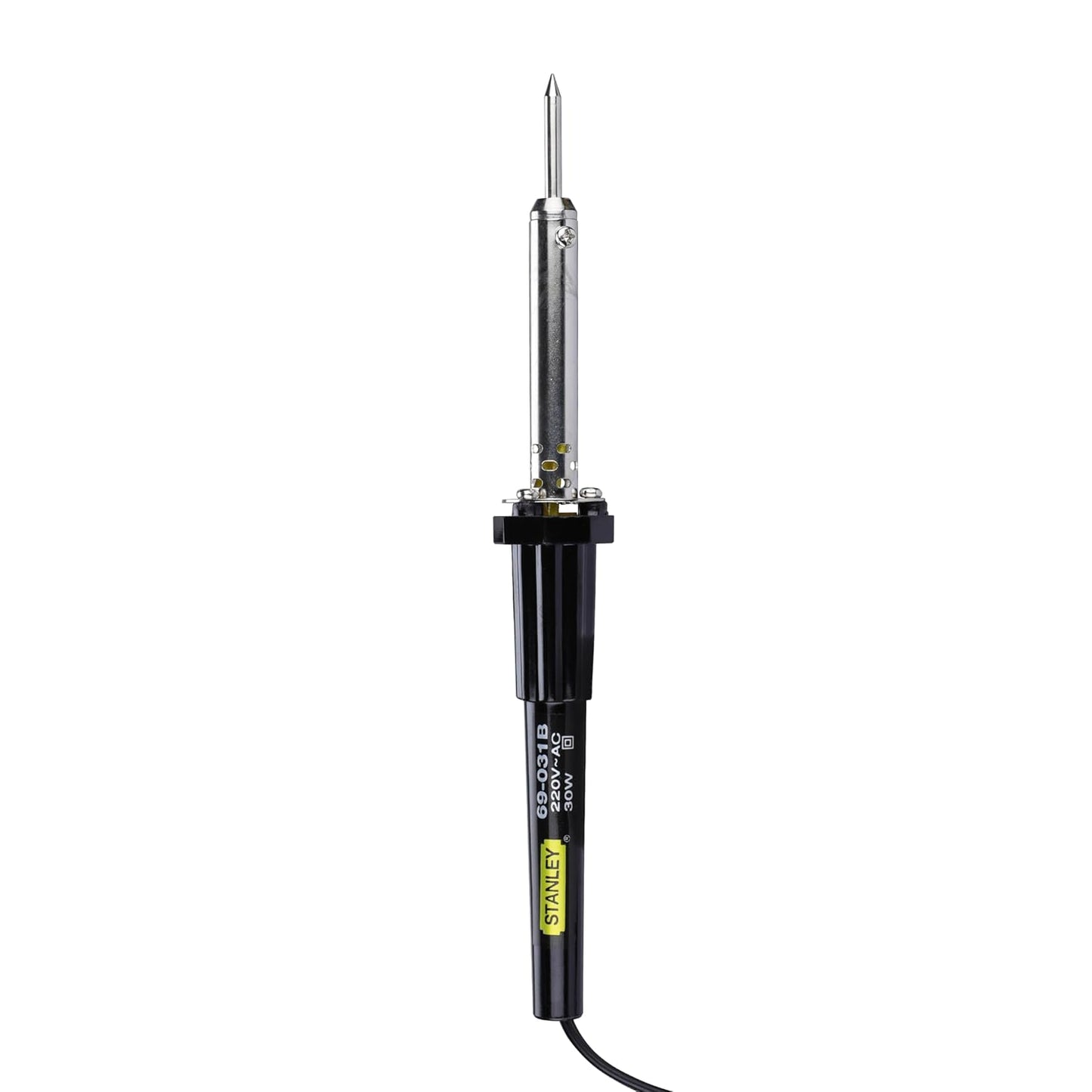 STANLEY 69-031B Round 30-Watt Corded Soldering Iron, Comes with 2 Soldering Tips, Ideal for Soldering Light Gauze Wires, Thin Metals & Other Electrical Work, Black and Chrome