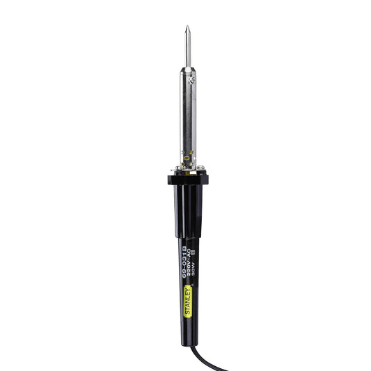 STANLEY 69-031B Round 30-Watt Corded Soldering Iron, Comes with 2 Soldering Tips, Ideal for Soldering Light Gauze Wires, Thin Metals & Other Electrical Work, Black and Chrome