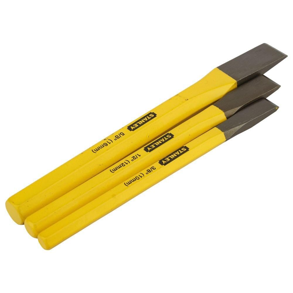 STANLEY 16-299 12 Piece Pin Punches and Cold Chisel Set (Yellow and Black) 700g