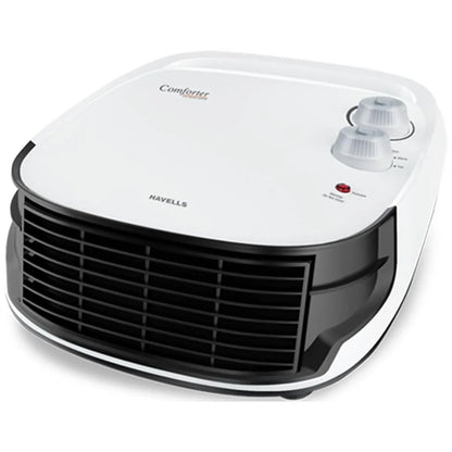 Havells Comforter 2000 Watt Room Heater with Overheat Protection| Easy to Carry for Bedroom and Office| Adjustable Thermostat Control Knob & Adjustable Vent for Air Delivery (White and Black)