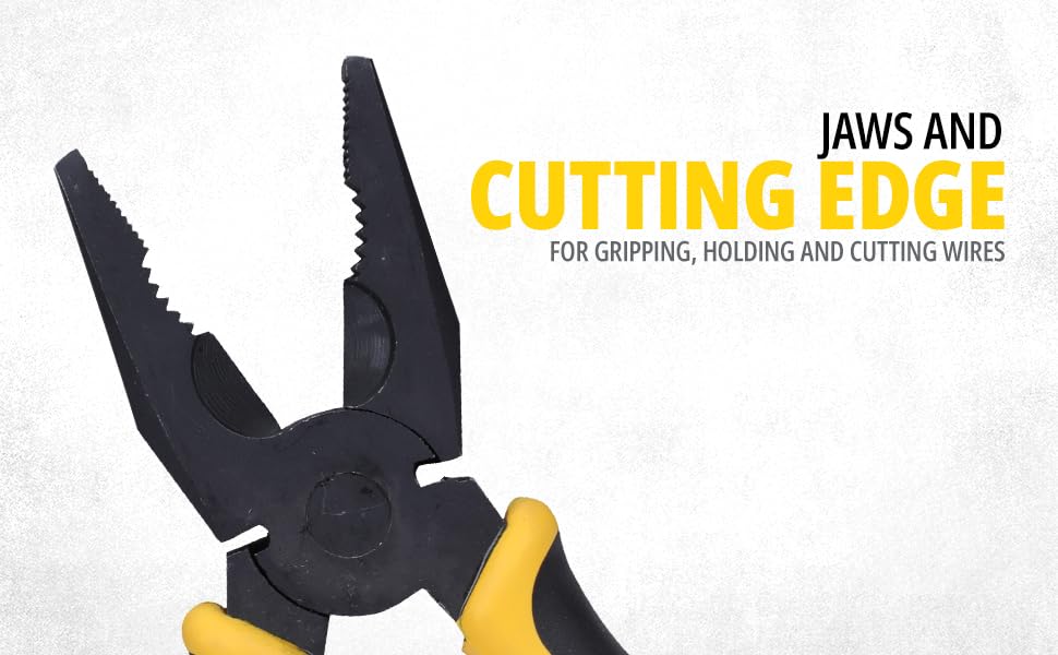 STANLEY 70-482 8'' Sturdy Steel Combination Plier Double Color Sleeve, Anti-Rust, Black Phosphate Finish, Material: C45, Full Body Hardened, Used for Gripping, Twisting, Bending and Wire Cutting