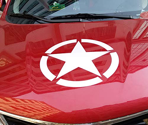Akshar Arts Bhuwana Car Stickers Exterior Military Star for Car Bonnet Exterior Sticker White (Size:- 50 Cm. X 50 Cm)