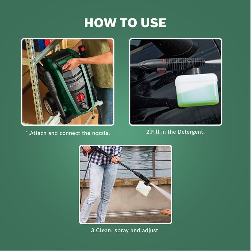 BOSCH High Pressure Foam Nozzle, 450 ml Capacity, Broad Fan Jet, Connects Easily to the Lance, Easy storage Cleaning Tool, Accessory for Aquatak pressure washers, 0.17 Kg