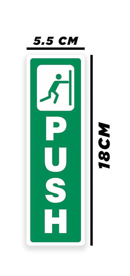 Akshar Arts Bhuwana Self Adhesive Push and Pull Sign Stickers For Glass, Wood, or Metal Doors | Easy to Apply, Design for Home, Office, Business (Set of 4)