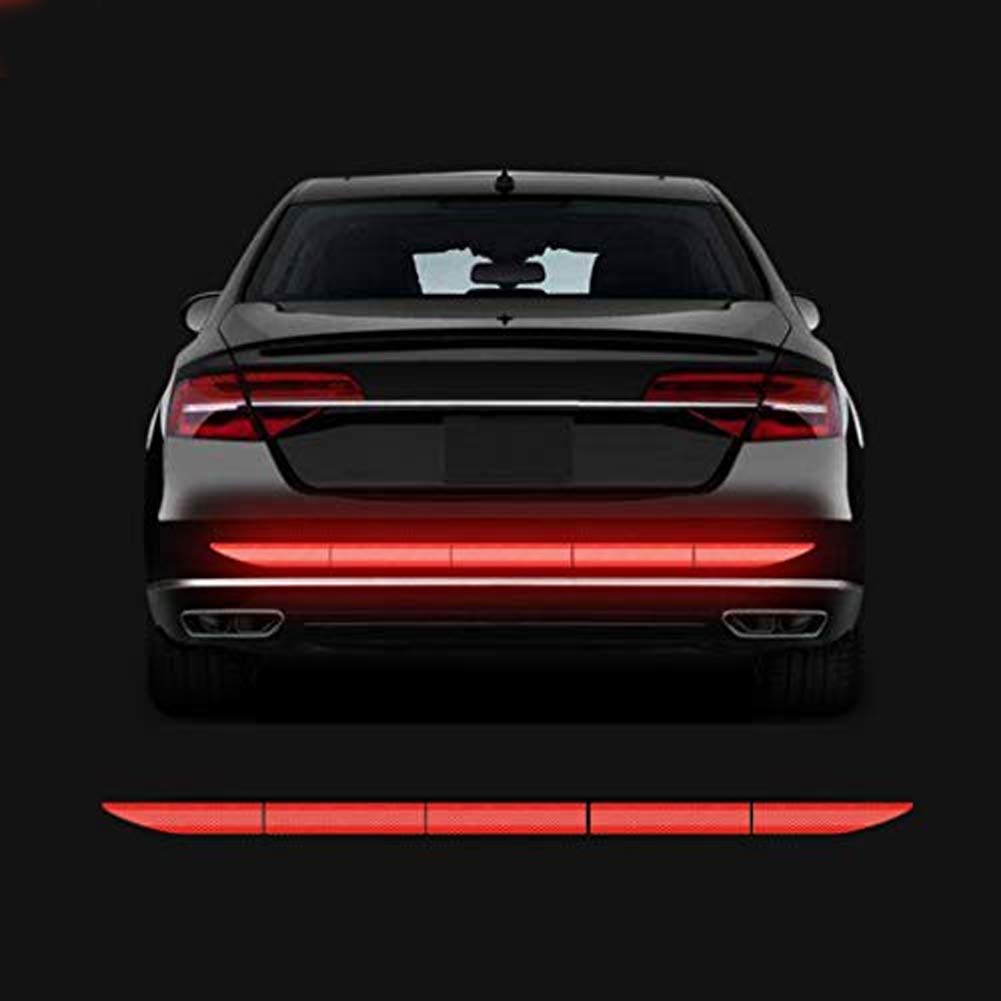 Akshar Arts Bhuwana PET Car High Intensity Reflective Sticker Warning Safety Reflector Strips Universal Car Truck Bumper Reflective Stickers 5 Pcs Set - 90X3.5 Cm (Red)
