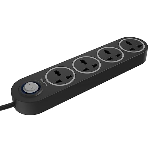 Anchor by Panasonic 4 Universal Socket Extension Board, 6A Spike Guard with 2-Meter Heavy Duty Cord for Home and Office Usage, 4 Way Power Strip with LED Indicator, Matt Finish