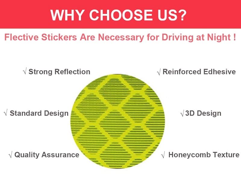 Akshar Arts Bhuwana (Circle Red) 10Pcs Car Truck Bumper Safety Reflective Warning Strip Night Driving Riding Safety Stickers Motorcycle Bicycles Safety Sticker Compabile with Vitara Brezza