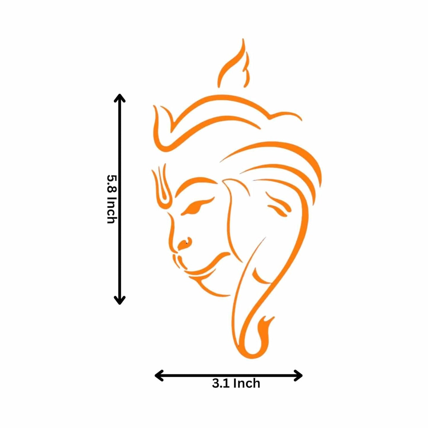 Akshar Arts Bhuwana Hanuman Ji Face Vinyl Sticker for Car, Bike, Laptop & Home Décor – Waterproof & Durable (Orange) (5.8×3.1 Inch)