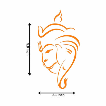 Akshar Arts Bhuwana Hanuman Ji Face Vinyl Sticker for Car, Bike, Laptop & Home Décor – Waterproof & Durable (Orange) (5.8×3.1 Inch)