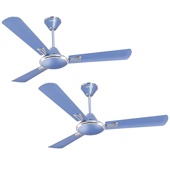Havells 1200mm Festiva ES Ceiling Fan | Premium Finish, Decorative Fan, Elegant Looks, High Air Delivery, Energy Saving, 100% Pure Copper Motor | 2 Year Warranty | (Pack of 2, Ocean Blue)