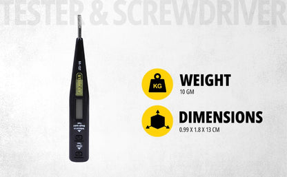 STANLEY 66-137 Digital Detection Screwdriver, Voltage Tester, 12V - 220V AC/DC Live Objects Through LED Display, CE Certification by European Commission, Rapid Induction Voltage Testing, Black
