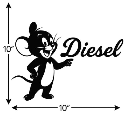 Akshar Arts Bhuwana Car Sticker Vinyl Stickers Diesel Sticker for Car Exterior Waterproof Scratch Proof, Weather Resistant Decals Black White Cute Cartoon Jerry (Cartoon Mouse Petrol - Car..)