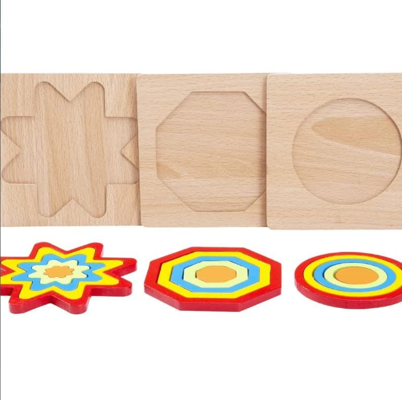 Udaipur HandiCrafts Toddler Puzzles Games Wooden Toys Montessori Rainbow Shape Sorting Puzzle Toys Toddlers Activities Preschool Learning Early Educational Birthday Gift Travel For Kids Age 1 2 3 4 Year Old