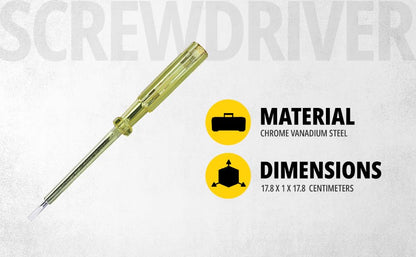 STANLEY 66-120-S 178mm/7.5'' Spark Detecting 2-in-1 Screwdriver, 5mm, 100-500V AC, Durable Clip, Insulating Plastic Handle & Sheathed Chrome Vanadium Steel Blade for Safety and Long Life