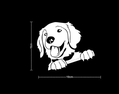 Akshar Arts Bhuwana Car Sticker for Bumper Hood Window Dog Size (19x16cm) _White