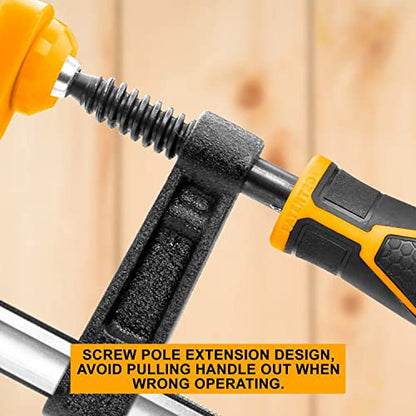 INGCO F Clamps (50x150mm), Steel f clamp with Rubberized Handle and Surface Protection PVC Cover for Better Grip Metal F Clamps for Woodworking Glass and Welding Works