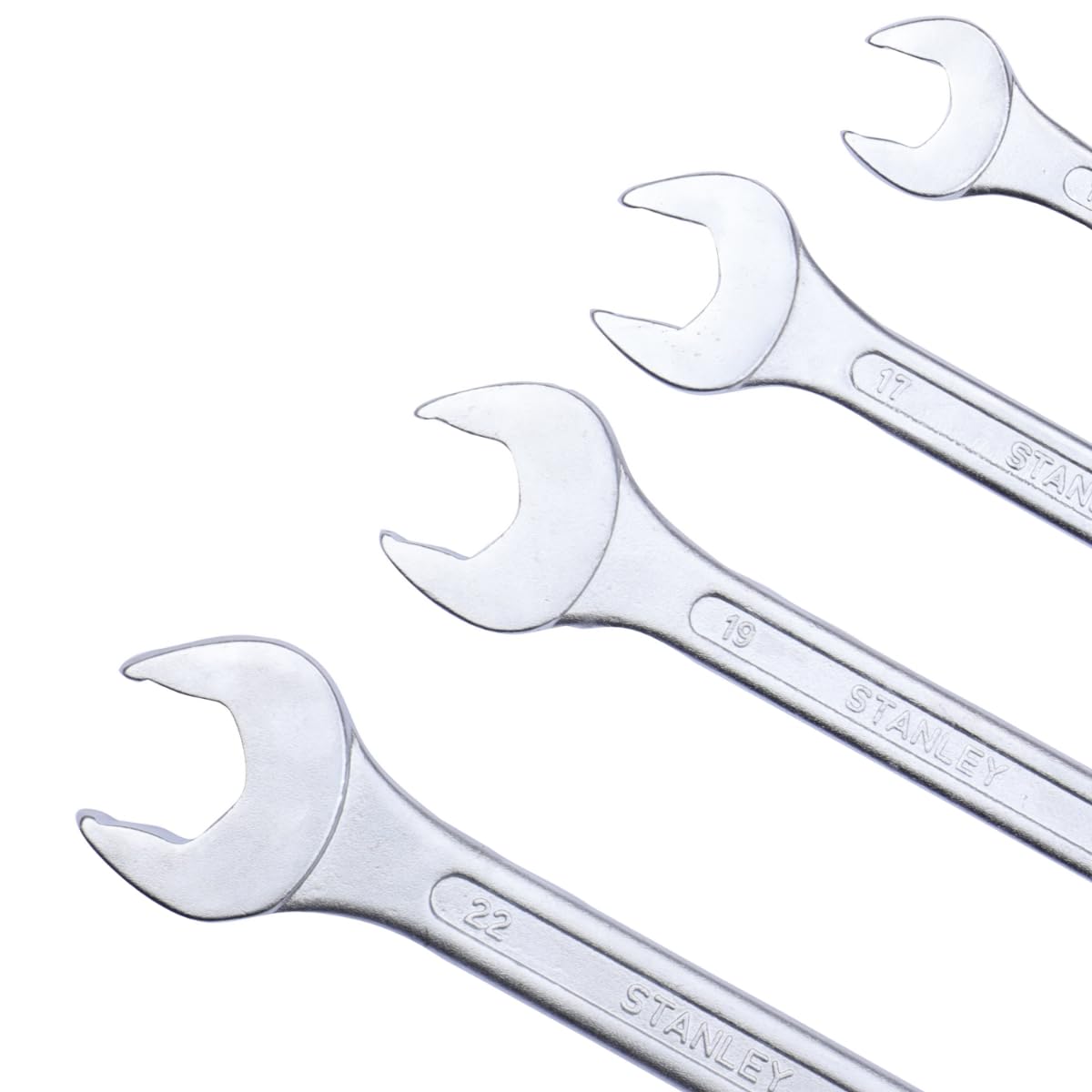 STANLEY 70-964E 12-Piece Combination Spanner Set With Maxi-Drive System, 6mm to 22mm, Chrome-Vanadium Steel, Anti-Slip Design on Open End, Anti-Rust, Matt Finish, Silver