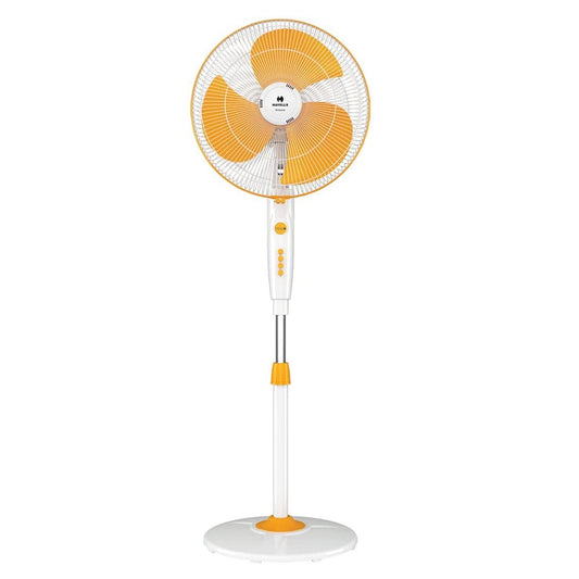 Havells 400mm High Speed Pedestal Fan | Strong & Stable Base | Thermal Overload Protector | Jerk Free Oscillation, Smooth Swing Operation | 2 Year Warranty | White & Yellow | Trendy