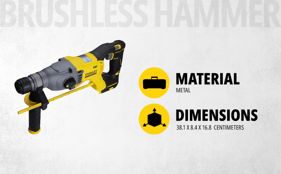 STANLEY FATMAX SBH900-B1 20V, Variable speed switch, 1500 rpm, 20 mm Cordless Brushless SDS Rotary Hammer (Bare Tool)