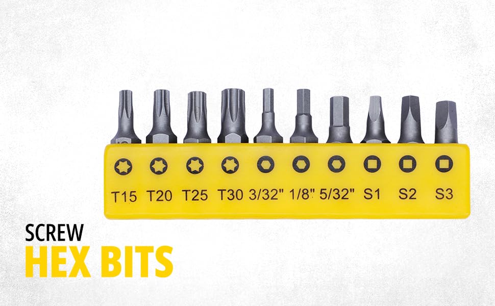 Stanley 68-071-23 26-Piece Insert-Bit Chrome-Vanadium Screwdriver Set For Home, Diy, Professional & Industrial Use Ideal For Electrical & Plumbing Tasks, Yellow & Black - Chrome Vanadium Steel