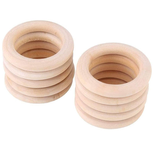 UdrCrafts® ( Pooja's Store ) Wooden Rings (100mm), Pack of 10 | Natural Wood Rings Without Paint Smooth Unfinished Wood Circles for Cotton Craft DIY Baby Teething Ring Pendant Connectors Making (100mm) (4 x 2.9 inches)