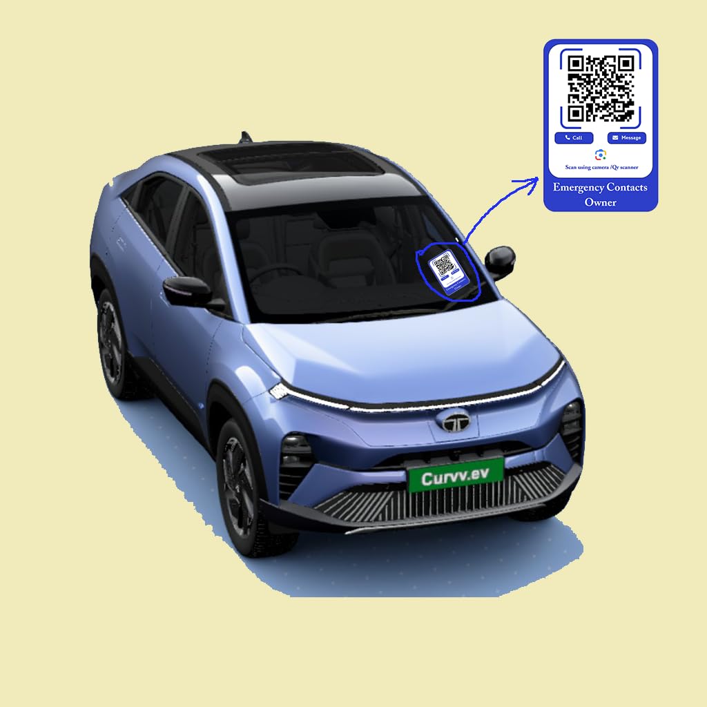Akshar Arts Bhuwana Emergency Contact QR Code for Car - Blue