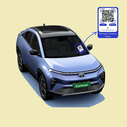 Akshar Arts Bhuwana Emergency Contact QR Code for Car - Blue
