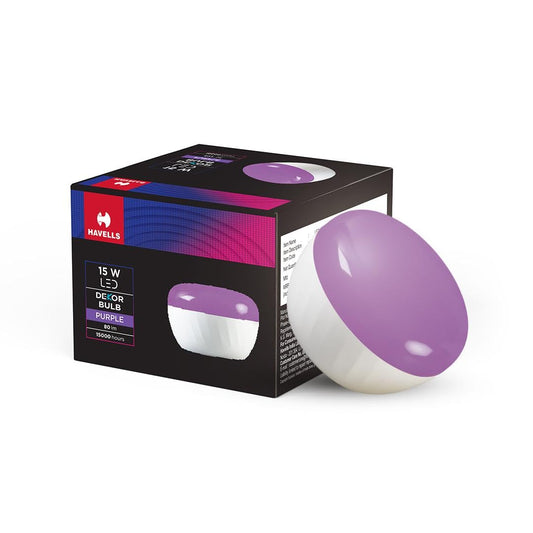 HAVELLS DEKOR 15W Decorative LED Bulb With Unique Design To Conceal/Hide The Holder | B22| (Purple)