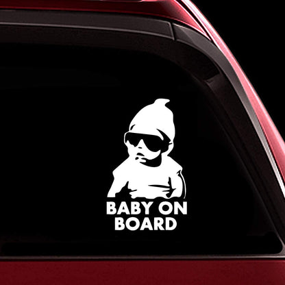 Akshar Arts Bhuwana Car Decorative Stickers – Waterproof & Fade-Proof Sporty Stripe Design for Bonnet, Roof, Doors, and Sides | Easy to Apply Vinyl Wrap (Baby on Board Car Sticker White)