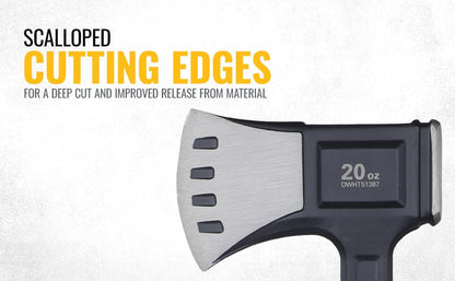 DEWALT DWHT51387-0 Steel Campers Axe with Extra-Wide Chisel Blade for Cleaner Cuts on Brick & Masonry, 567 grams, YELLOW & BLACK