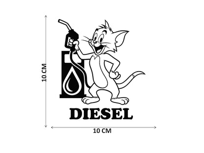 Akshar Arts Bhuwana Car Sticker Vinyl Stickers Diesel Sticker for Car Exterior Waterproof Scratch Proof, Weather Resistant Decals Black White Cute Cartoon Jerry (Cute Gas Station Mouse - Car..)