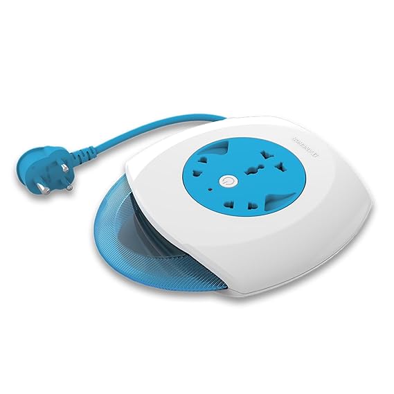 ANCHOR By Panasonic 6A Flexi Cord 3 Pin 4 Mtr Universal Socket With Indicator (Blue & White), Round, 240 Volts