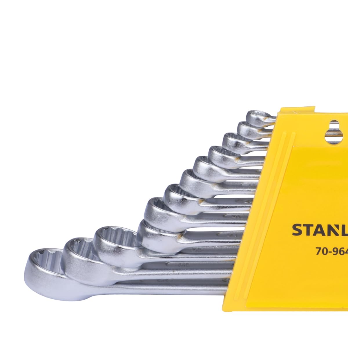 STANLEY 70-964E 12-Piece Combination Spanner Set With Maxi-Drive System, 6mm to 22mm, Chrome-Vanadium Steel, Anti-Slip Design on Open End, Anti-Rust, Matt Finish, Silver