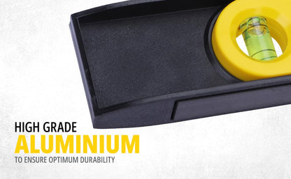 STANLEY STHT42264-812 Plastic Torpedo Level Magnetic-225mm/9'', High Impact ABS Plastic for Durability, 3 Vials, Ideal for Wood & Concrete Measurement, Yellow