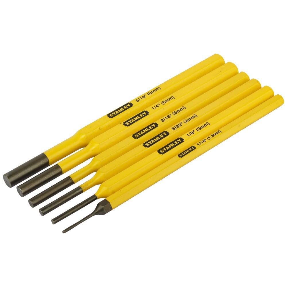 STANLEY 16-299 12 Piece Pin Punches and Cold Chisel Set (Yellow and Black) 700g