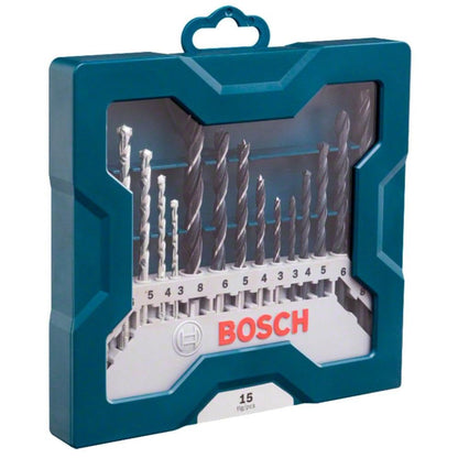 Bosch Professional 15 pcs wood + metal + masonry drill bit set