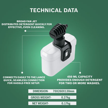 BOSCH High Pressure Foam Nozzle, 450 ml Capacity, Broad Fan Jet, Connects Easily to the Lance, Easy storage Cleaning Tool, Accessory for Aquatak pressure washers, 0.17 Kg