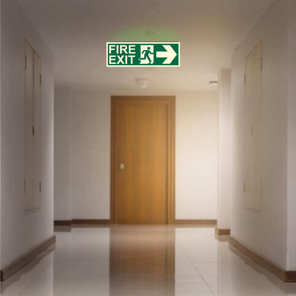 Akshar Arts Bhuwana Fire Exit Left and Right Arrow Night Glow Signboard On PVC Sunboard 3 mm Size-300mm X 100mm (Pack of 04)