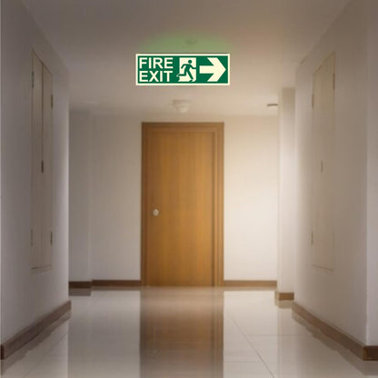 Akshar Arts Bhuwana Fire Exit Left and Right Arrow Night Glow Signboard On PVC Sunboard 3 mm Size-300mm X 100mm (Pack of 04)